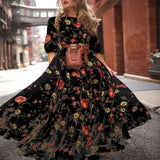 Fongt Spring New Digital Print Dress Dress Holiday Dress Women's