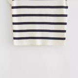 New Short Style Slim Short-Sleeved Striped Knitted Blouse In Autumn-Outfit