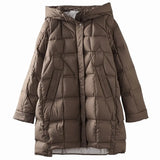 Autumn And Winter New Loose White Duck Velvet In The Long Hooded Down Jacket Female Korean Version Show Thin Pressure Glue Coat Tide-Outfit