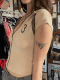 Vintage Zip Up Crop Top-Outfit