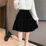 Black Velvet Mini Skirt-Outfit