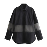 New Transparent Hard Gauze Spliced Loose Shirt 8774204-Outfit