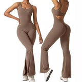Fongt Women's Sleeveless Horn Jumpsuit Sexy Bare Back Vest Tightening Hip Yoga Jumpsuit