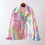 Rainbow Hole Short Outerwear Women Spring And Autumn 2022 New Loose Single-Breasted Streetwear Denim Jacket