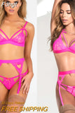 Women Fashion Lace Sexy Erotic Lingerie 3 PCS Underwear Hollow Out See-through Bandage Sets 2023 New High Quality