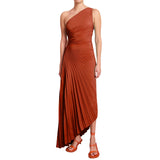 Fongt Women's New Fashion Pure Color Casual Temperament Shoulder Collar Folded Empty Dress Dress