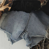 Denim Irregular Patchwork Ruffles Mini Skort-Outfit