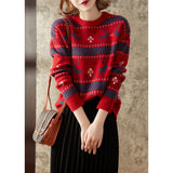 Winter O-Neck Elegant Fashion Pullovers for Women 2023 New Christmas Chic Sweaters Casual Blouse Korean Top T-Shirt
