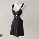 Fongt Pajamas Woman 2025 New French Embroidery Pure Lust High-End Feel With Chest Cushion Ice Ribbon Aja Mons裙 Homewear