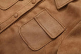 Brown Suede Crop Jacket-Outfit