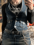 Button Front Denim Corset Top-Outfit
