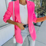 Fongt Spot 2024 Autumn / Winter New Female Fashion Temperament Solid Color Lapel Long Sleeve Small Suit Jacket-Outfit