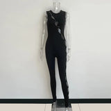 O-Neck Jumpsuit For Women 2021 Summer New Arrivals Ladies Hollow Black Sexy Bodycon Pants Elegant