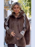Fongt Autumn And Winter New Women's Casual Loose Long-Sleeved Hood Splicing Plush Fur Coat Women