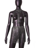 Fongt 2023 Sexy Flash Belt Spliced Women's Half Skirt Set