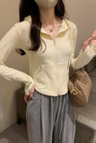 Zipper Hooded Sweater Women's Autumn And Winter New Short Short-Sleeved Sports Casual Blouse-Outfit
