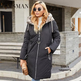 2022 Women's winter jacket Mid-length warm Fashion Coat women zipper Hooded Contrasting brand down jacket female