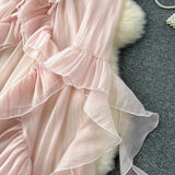 Pink Ruffles Sheer Rode Jacket-Outfit