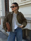 Fongt Color 2025 Spring And Autumn Leisure Tuffen Texture Collar Pilot Jacket Women B88824