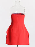 Famous Wind Brao A-Shaped Dress 2025 Spring New Party Dress Three-Dimensional Rose Big Flowers Spliced Dress