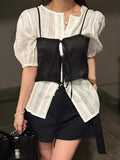 Fongt Chic Summer Niche Design Sense Square Tie Loose Casual Versatile Wear Short Vest Sling Female-Outfit