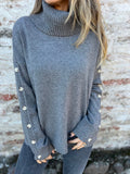 Fongt Women's Sweater In Autumn/Winter 2025 Casual High-Neck Button Sweater Knitted Sweater