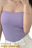 Tops, Summer Solid Color Sleeveless Strapless Ribbed Pullover Casual Vest for Adult
