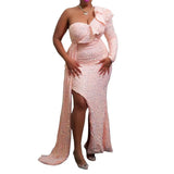 Fongt Winter African Dress Fashion New Shoulder Beads Bridesmaid Party Long Dress Dress Women's