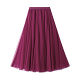 Fongt Long Yarn Skirt Half Dress Girl Autumn And Winter High Waist Long Net Yarn Skirt 100 Folding Skirt A Skirt Fairy Dress 8859