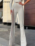 Sexy Mesh Patchwork One Shoulder Playsuits Women Elegant Solid Skinny Flare Pants Jumpsuit Fashion Lady Party Streetwear-Outfit
