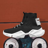 Men Sneakers High Top Sock Shoes Breathable Sports Walking Shoes Thick Bottom Men Casual Shoes Large Size 39-46-Outfit