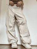 Drawstring Low Waist Baggy Cargo Pants-Outfit