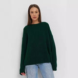 Fongt / Winter 2024 Round Collar Loose Long Sleeve Basic Casual Sweater