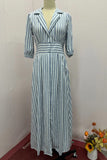Fongt New Fashion Stripe Print Elegant Wind Temperament Shirt Dress-Outfit