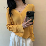 Fongt Sweater With Cardigan Shawl Loose Coat Female Autumn Korean Version Thin Sunscreen Shirt V-Neck Long Sleeve Jacket-Outfit