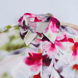 Fongt Floral Chiffon Shirt Long-Sleeved Top Woman 2025 New Retro Shirt Bow T-Shirt