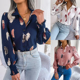 Fongt Wind Shooting 2025 Spring And Summer Temperament Feather Lantern Sleeve Collar Shirt Women's Clothing