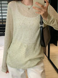 Solid Color Thin Long Sleeve Knit-Outfit