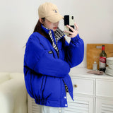 2024 Winter New Style Lazy Down Cotton Clothes Female Loose Standing Collar Short Cotton-Padded Jacket And Thick Bread Batch-Outfit