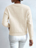 Fongt And Autumn Women's Fashion Round Collar Collar Knitted Sweater Thread Solid Color Top Lady