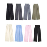 New Spring Style Pleated Front High Waist Trousers 7102528-Outfit