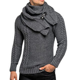 Fongt New Wish Men's Long Sleeve Scarf Can Be Dismantled Slim Jumper Knit Sweater