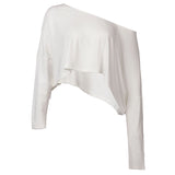 Fongt Street Style Languid Shoulders Loose Simple Leisure Long-Sleeved Shawl Hottie Umbilical Thin Top