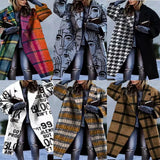 Fongt New 2025 Autumn Women's Long-Sleeved Collar Coat Prints The Long