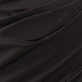 Satin Dress Off Shoulder Ruched Cut out Side Split Anti-Slip Invisible Zipper Midi Dress Women Asymmetrical Sexy
