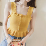 Fongt Summer New Vest Sling Women Wear A Sexy Wooden Ear