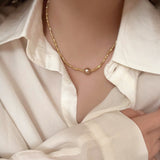 Galaxy Silver Pearl Necklace-Outfit