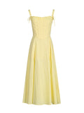 Fongt Elegant Wind 2025 Spring New Three-Dimensional Fish Bone Tie + Yellow Thoracic Dress Suit