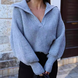 Fongt 2025 Explosion Lazy Loose Lantern Sleeves Lead Lady Short Sweater