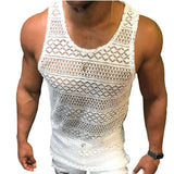 Fongt Men's New Hollow Out Breathable Vest Men's Jacket Tank Top Slim
